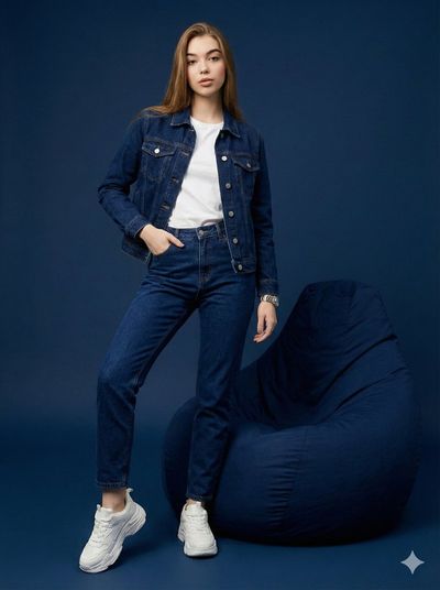 Navy Elegance: The Confident Fashionista's Portrait
