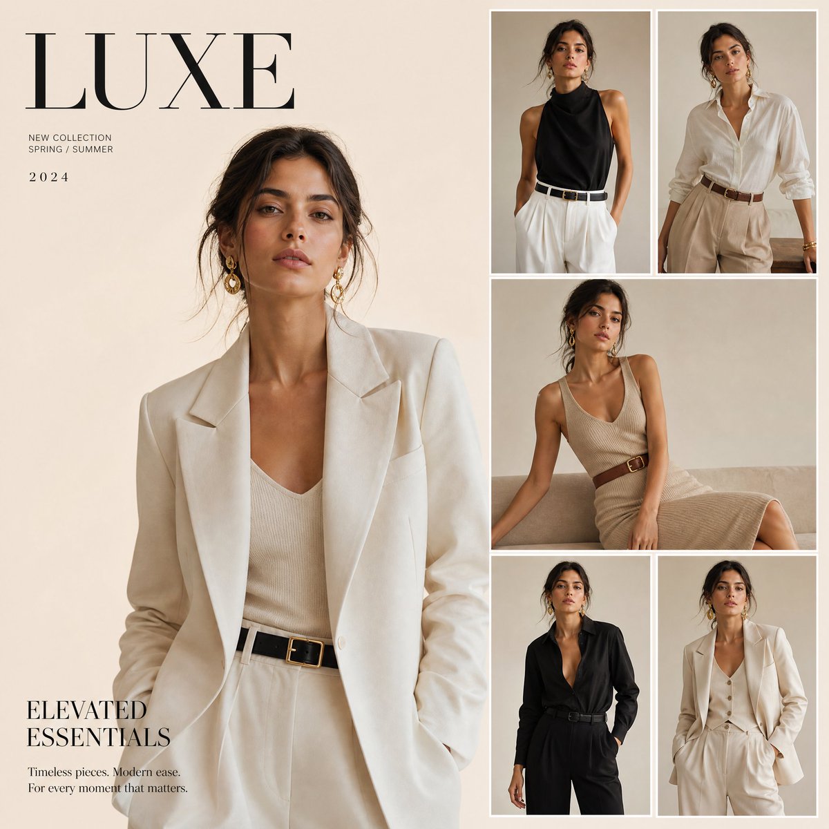 Chic Minimalist Luxury Fashion Moodboard for Editorial Layouts