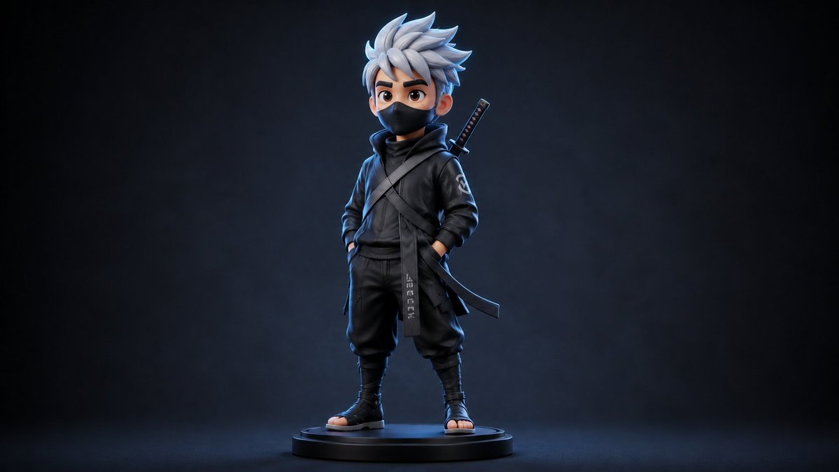 A leather-clad hero figurine stands under soft studio lights