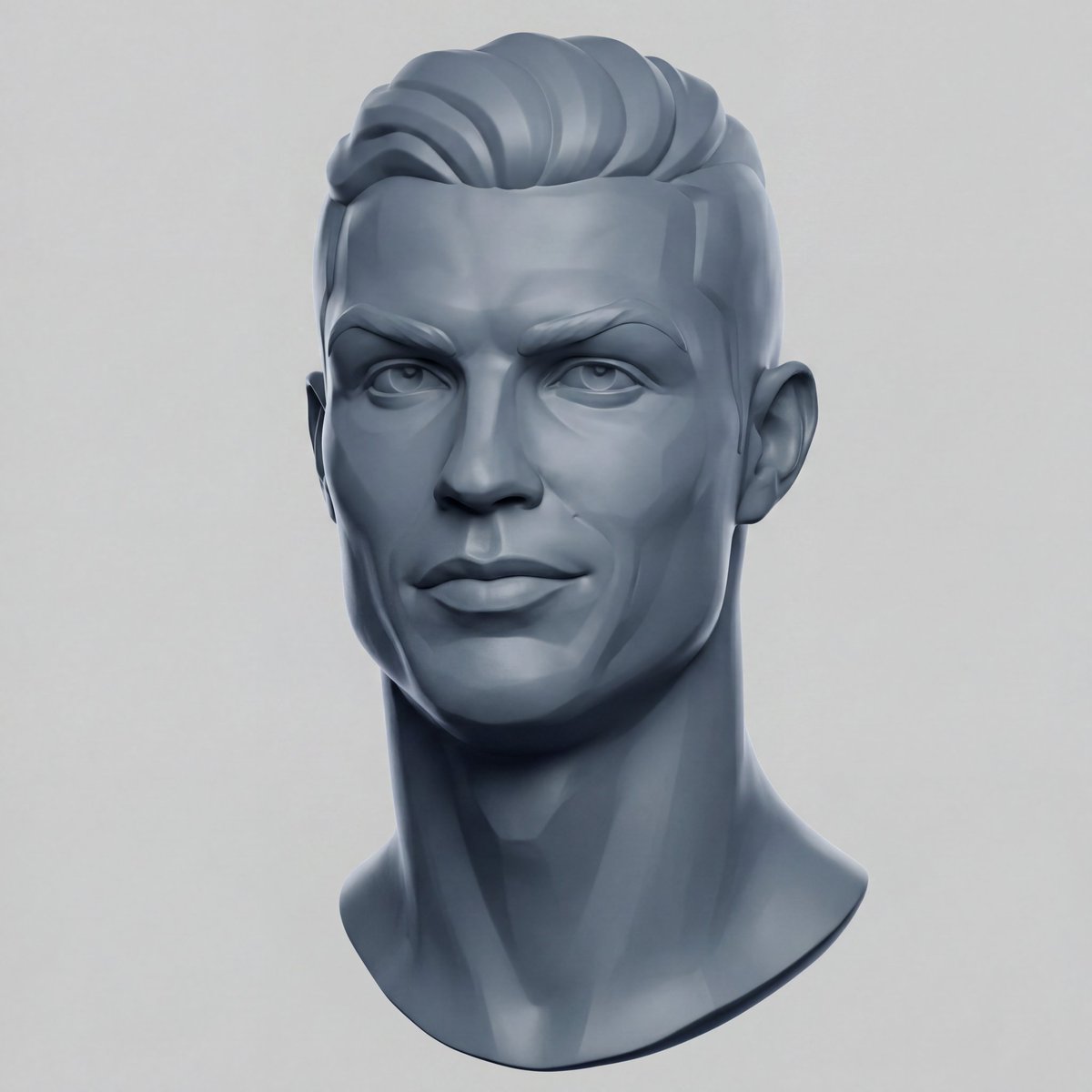 Monochrome 3D Bust with Sculptural Elegance