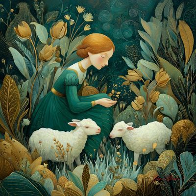 Feeding Dreams: A Surreal Green Elegance