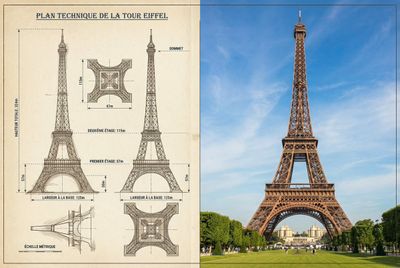 Eiffel Tower: Blueprint vs. Reality