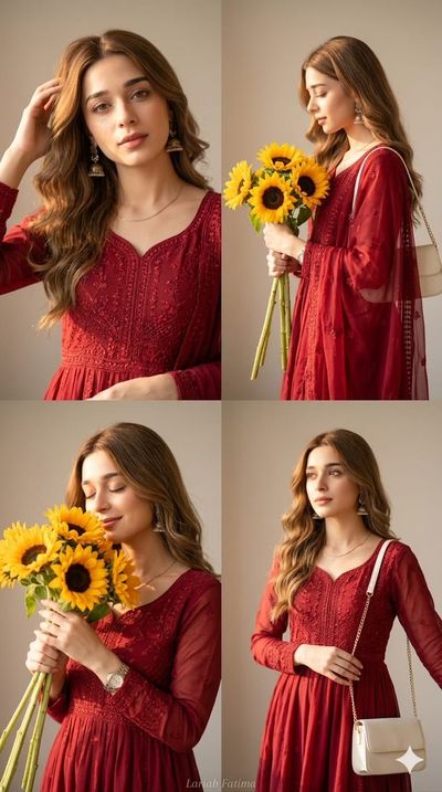Grace in Red: A Soft Aesthetic Collage of Serenity
