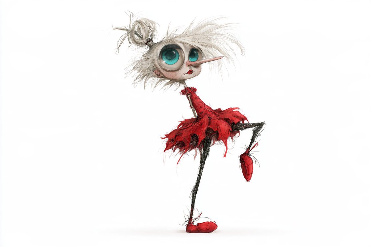 Whimsical Gothic Cartoon Character Strikes a Theatrical Pose on White