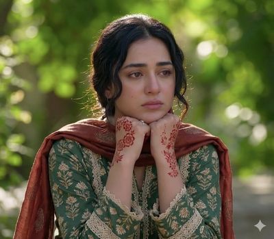 Pensive Elegance: South Asian Woman in Golden Hour Glow