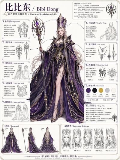 Character Design Atlas: Bibi Dong Outfit Breakdown Sheet