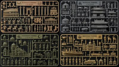 Four ancient empires become miniature plastic model kits on sprues