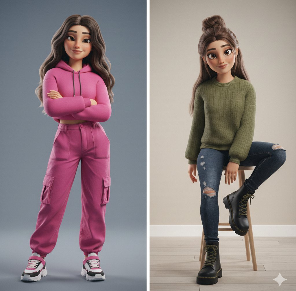 Vibrant Casual Fashion Meets 3D Animation Style