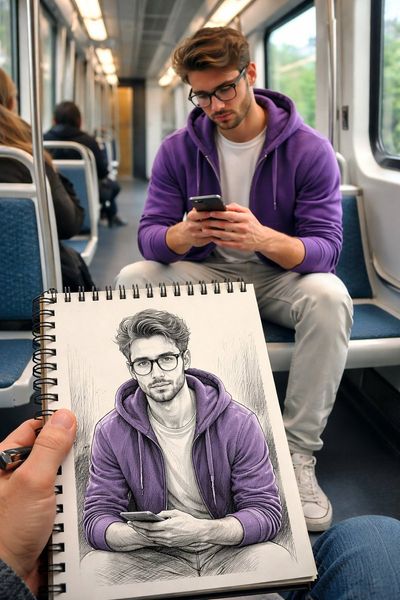 Subway Sketch in Purple Accent
