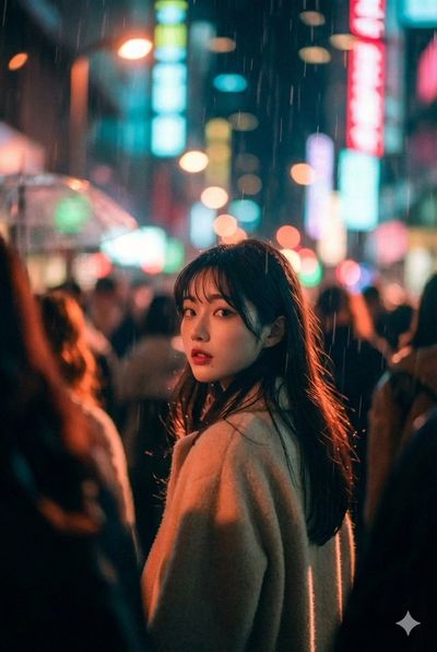 Neon Reflections: A Quiet Urban Moment