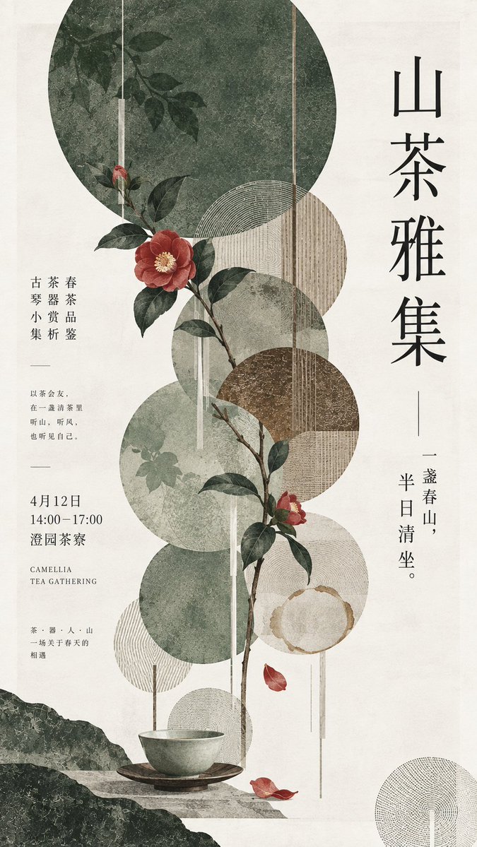 Designing an Elegant Vertical Poster with Geometric Circles and Subtle Textures