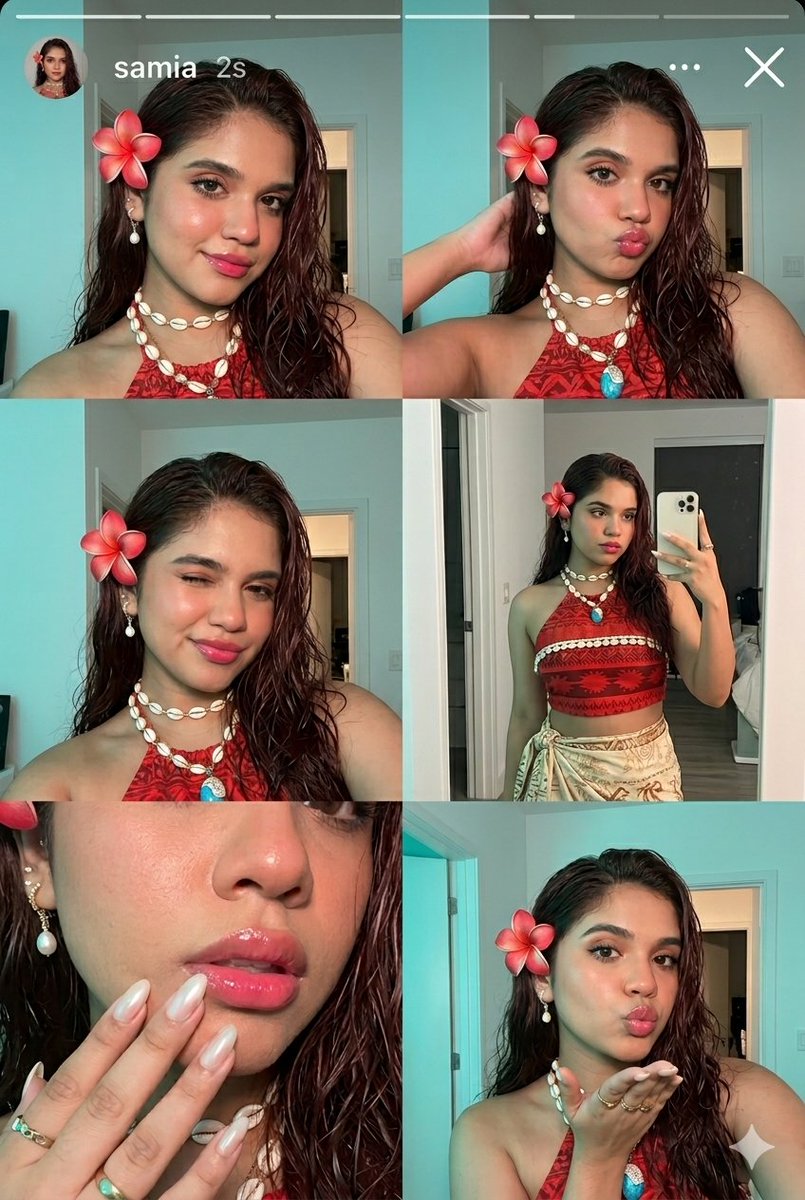 Moana-inspired tropical night selfie collage glows with island glamour