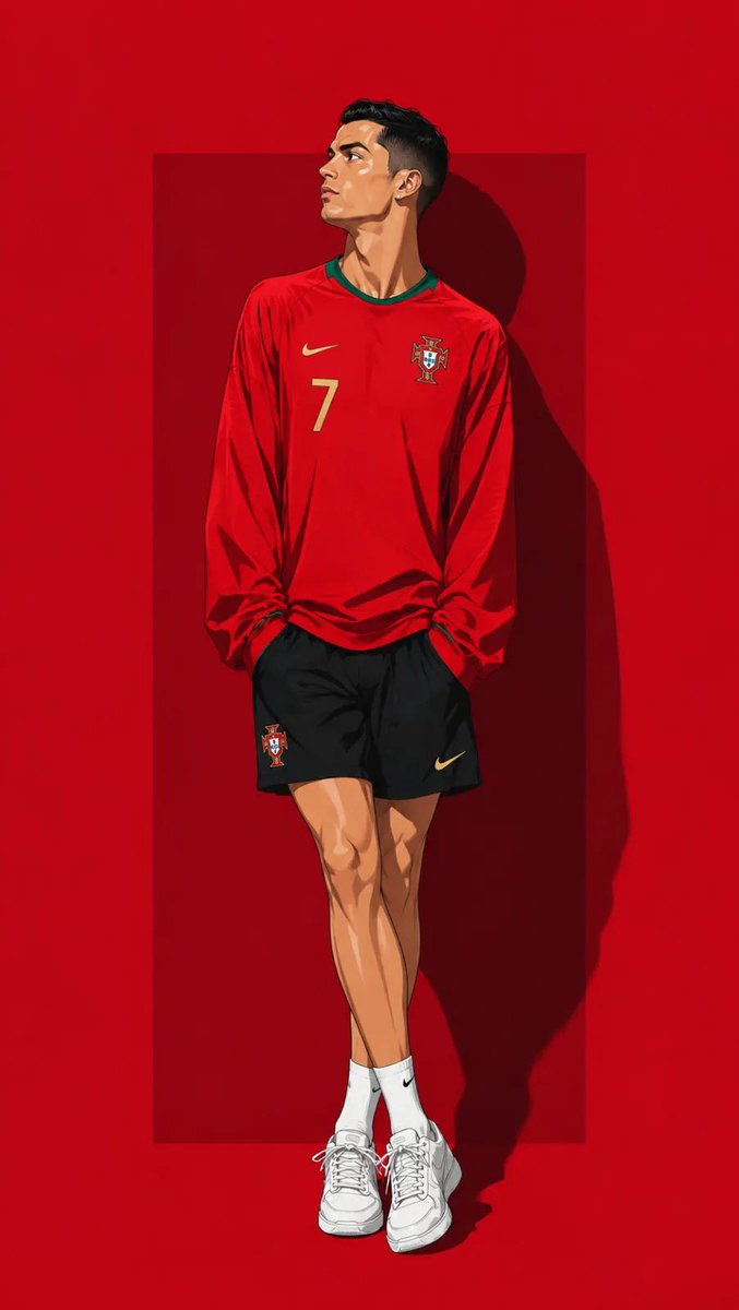 Soccer player in national jersey stands relaxed on red background