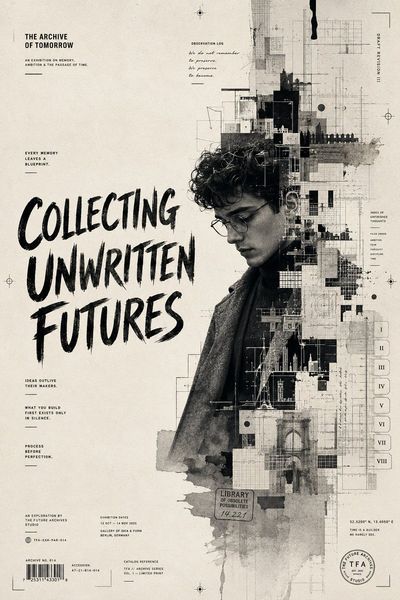 A thoughtful young creative dissolves into architectural blueprints