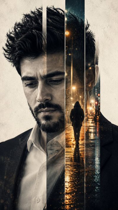 Fragmented Silence: Cinematic Double-Exposure Portrait