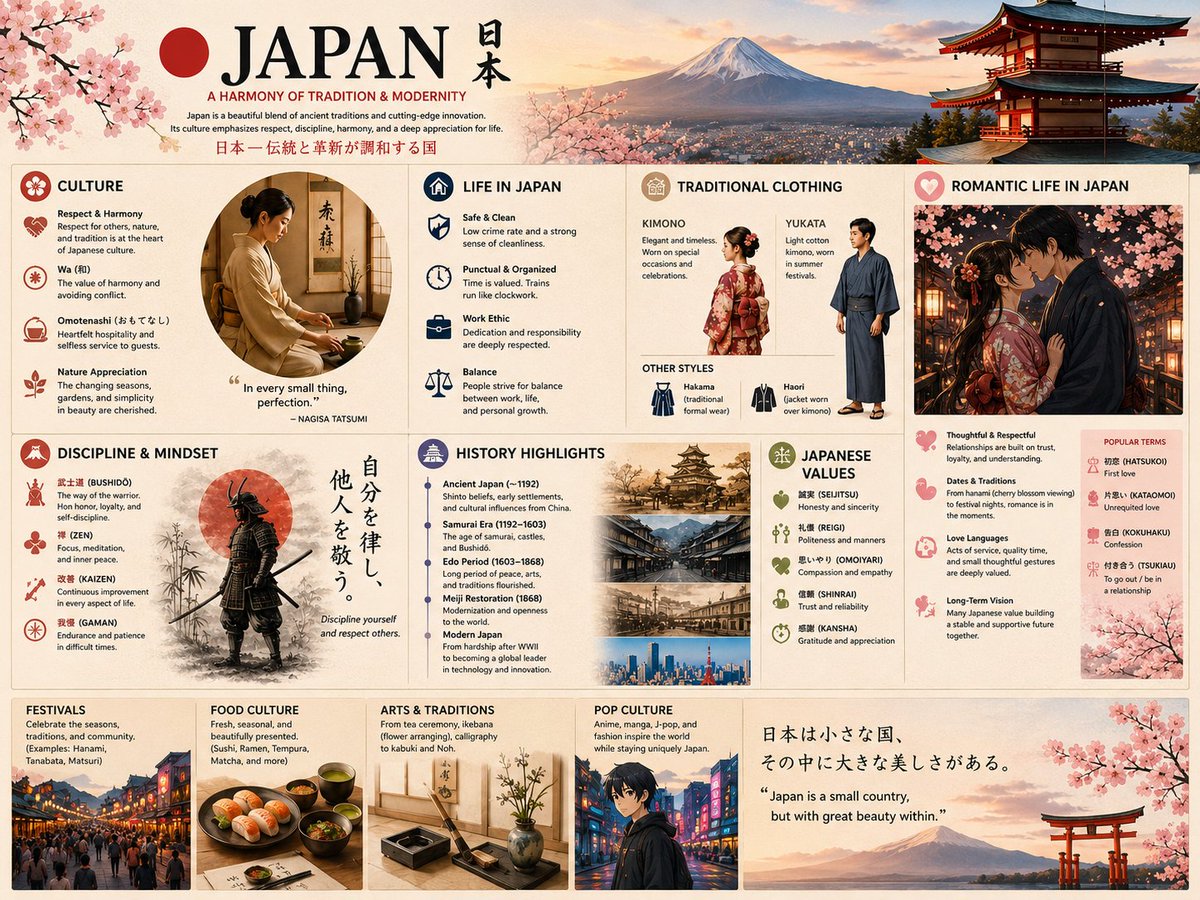 Elegance and Discipline: An Infographic Journey Through Japan