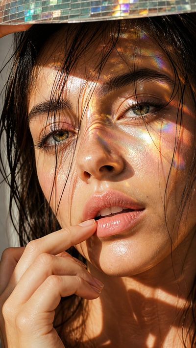 Prismatic Sunlit Portrait with Natural Texture