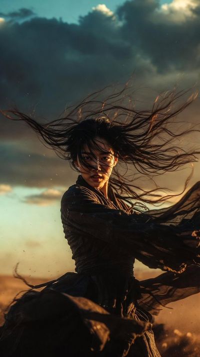 Cinematic Portrait of a Young Korean Woman in Golden Hour