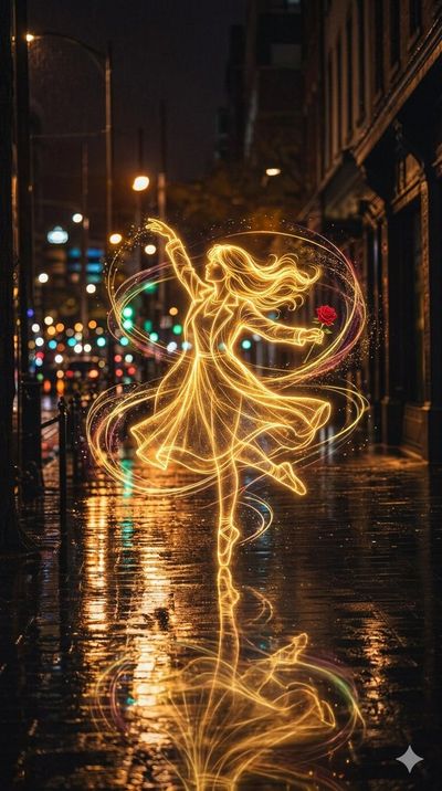 Luminescent Dance in the Rain