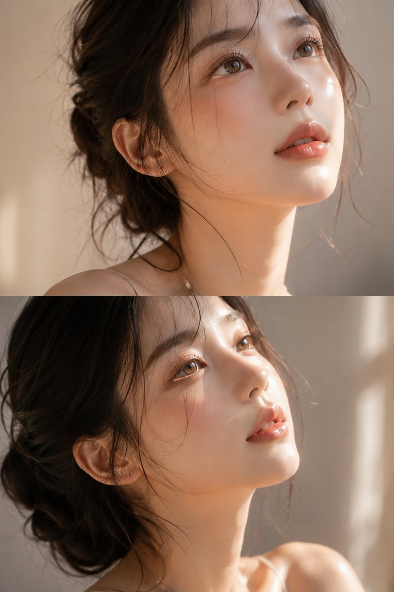 Sunlit porcelain skin glows in a dreamy beauty editorial portrait