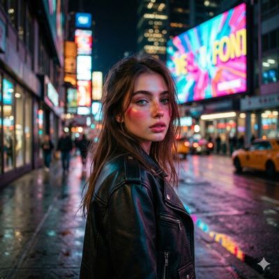 Billboard Glow: A Modern Urban Portrait