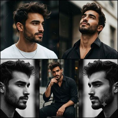 Five cinematic panels showcase my face in luxury editorial style