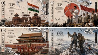 Ukiyo-e chrome poster depicts four major Asian historical events