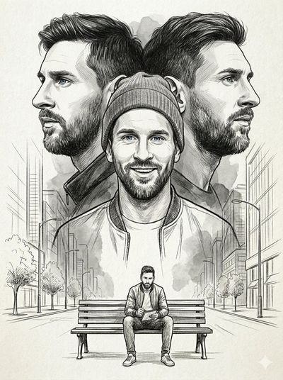 A thoughtful young man in a beanie appears in triple portrait study
