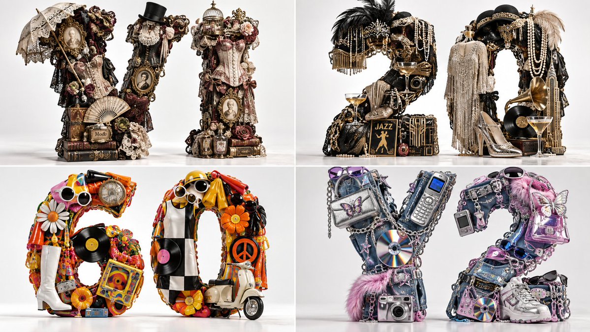 Four Fashion Eras Compressed Into 3D Typographic Sculptures