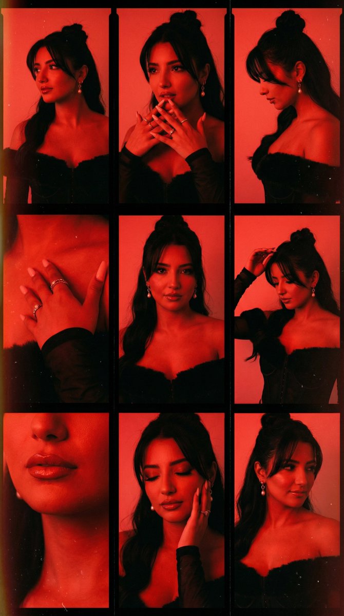 Red Gel-Lit Film Contact Sheet Collage