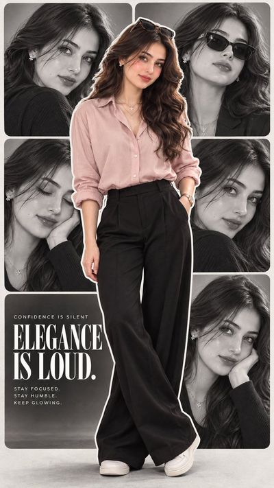 Confident Woman in Blush Pink Shirt Poses for Luxury Editorial