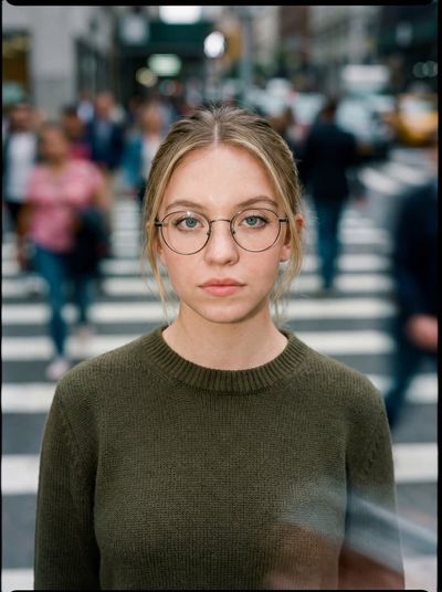 Cinematic Portrait in a City Crosswalk
