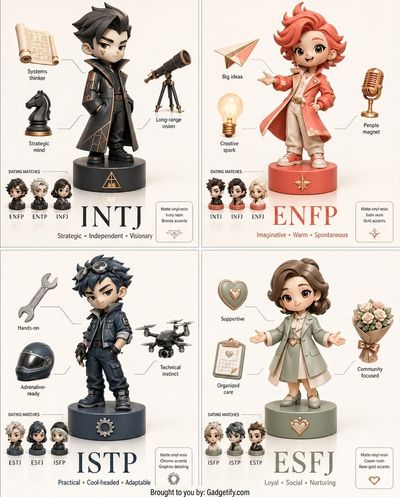4 MBTI Personalities Visualized as 3D Designer Toys