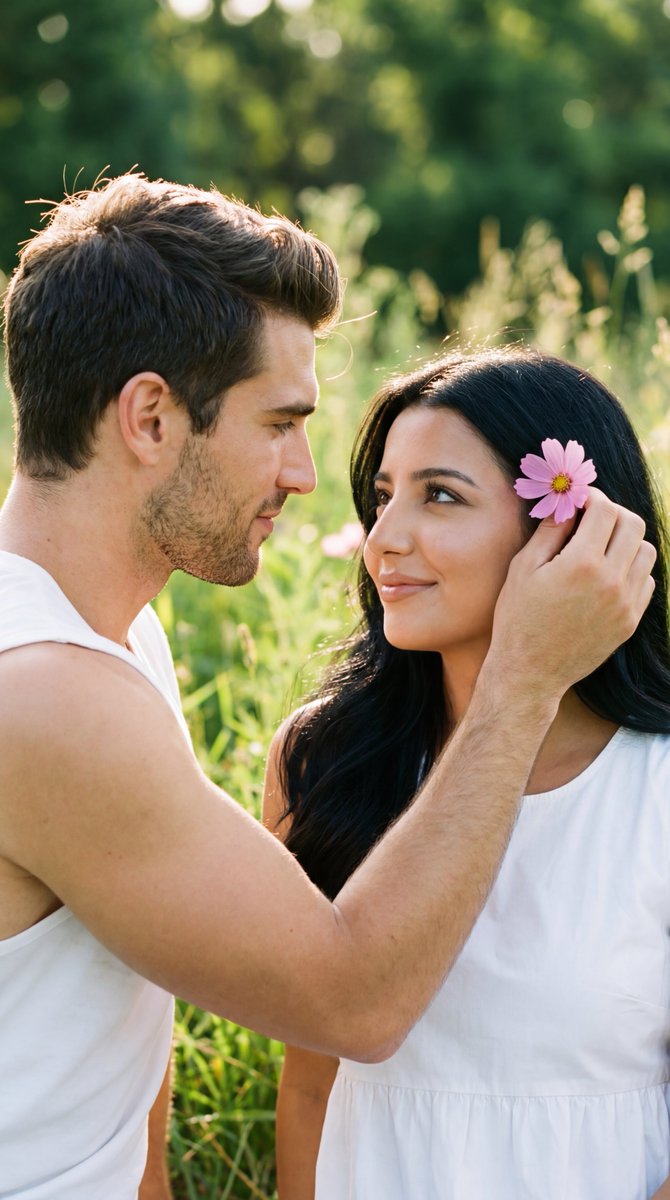 Whispers in a Meadow: A Romantic Intimate Moment