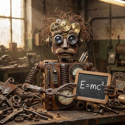 Einstein Reimagined as a Junk-Bot Genius