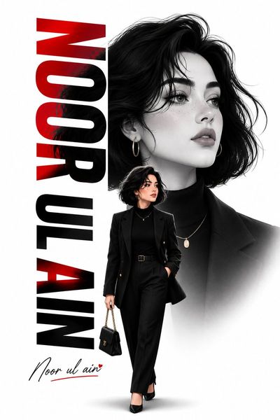 Noor Ul Ain walks in black power suit on white background