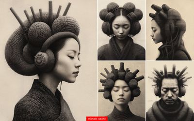 Futuristic Fusion: Industrial Japanese Portrait