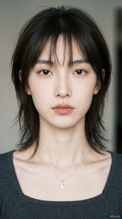 Young Woman with Cat Pendant Poses in Minimalist Portrait