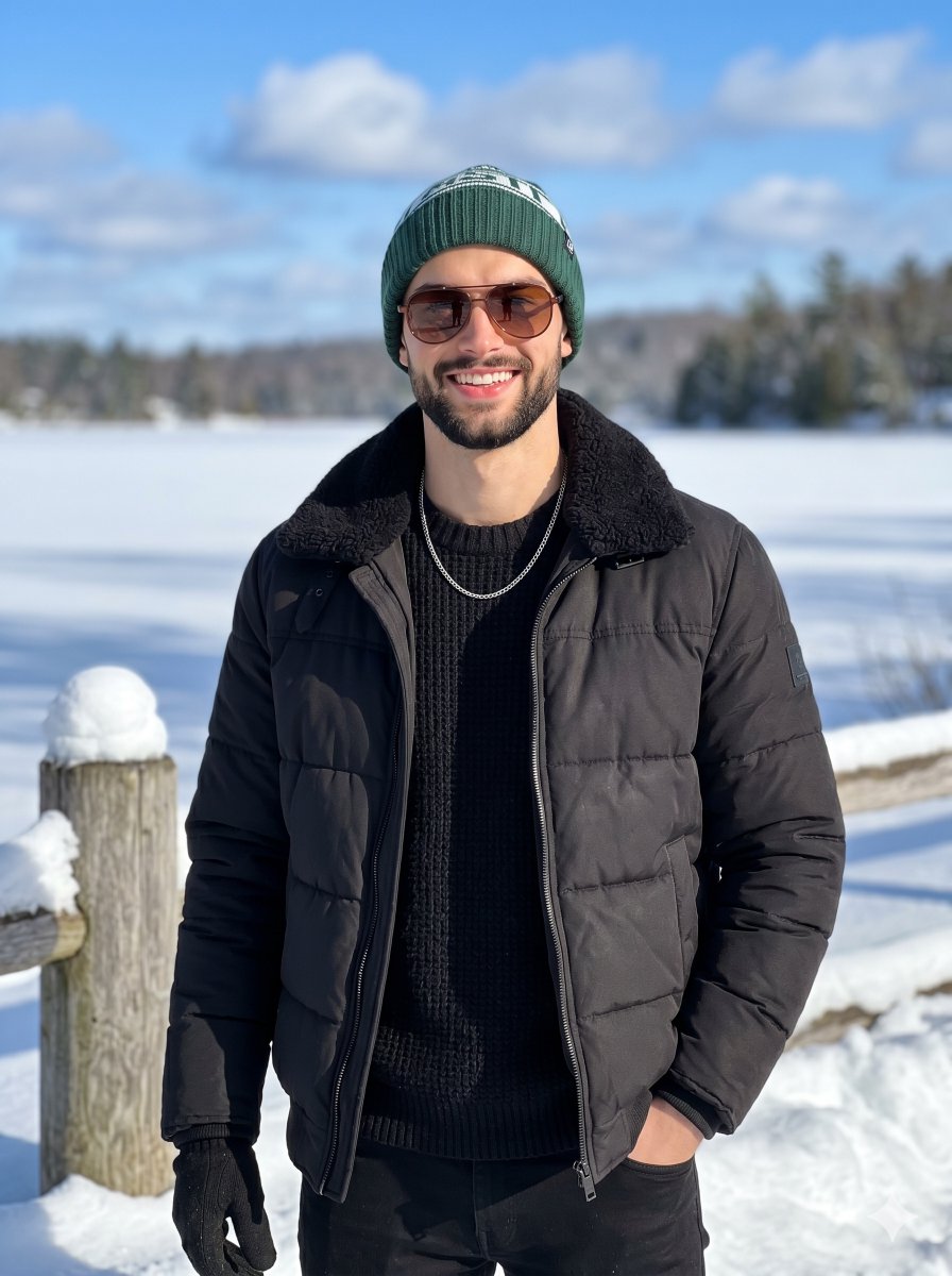 Crisp Winter Portrait with High-Contrast Lighting