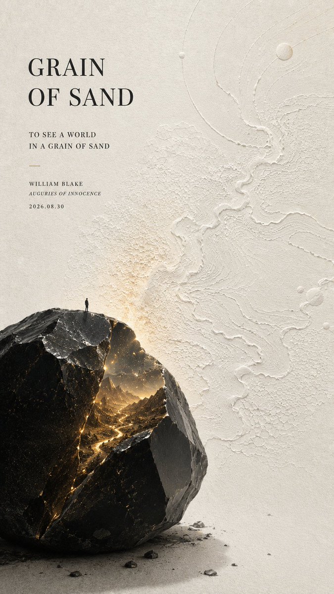 A grain of sand reveals a world in minimalist negative space