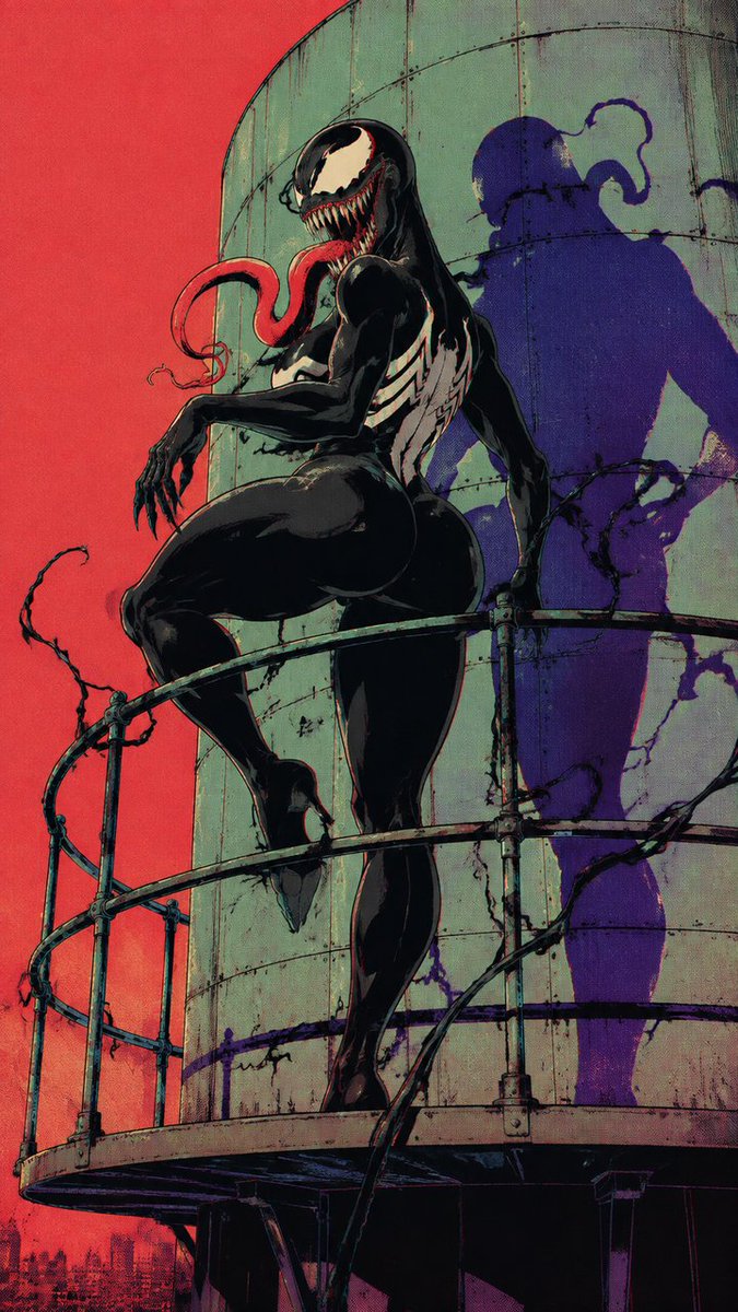 Venomous woman looms in a diner with 1990s comic grit