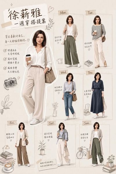 Bella Hadid models seven outfits in a cozy scrapbook layout.
