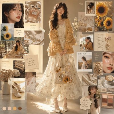 A woman in a floral dress and crochet cardigan poses elegantly