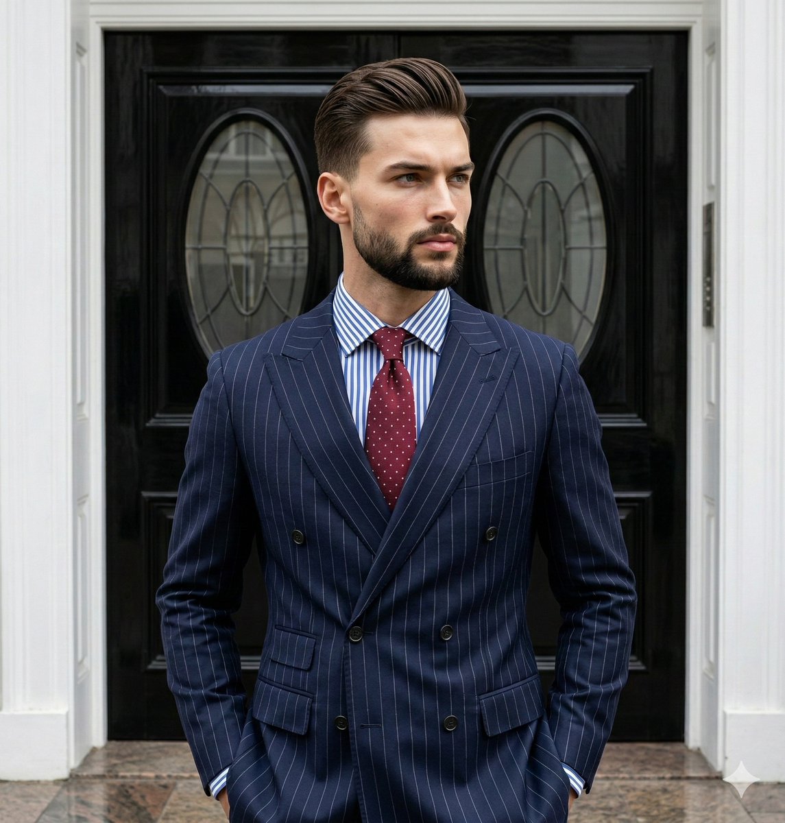 Sartorial Elegance: Classic Pinstripe Portrait