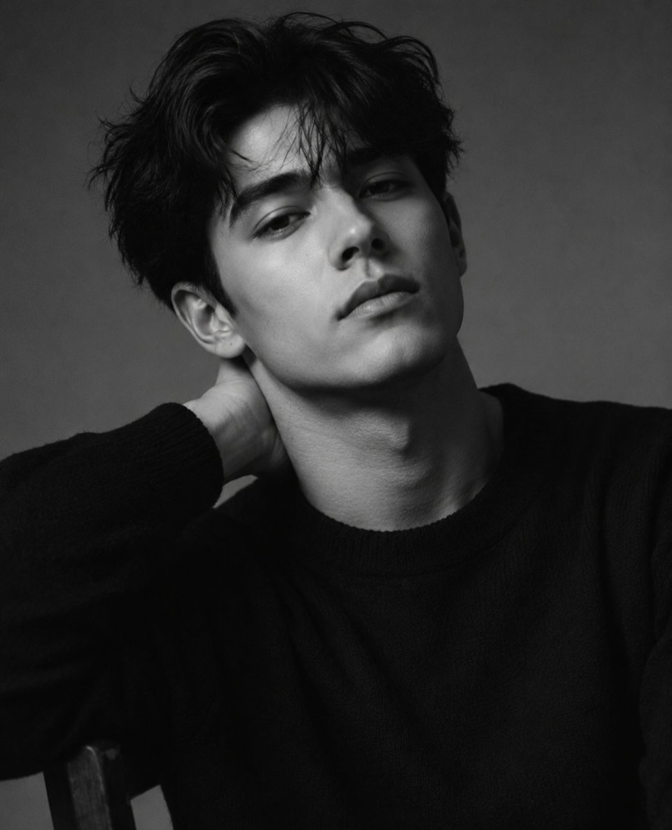 A young man's intense gaze defines this moody portrait.