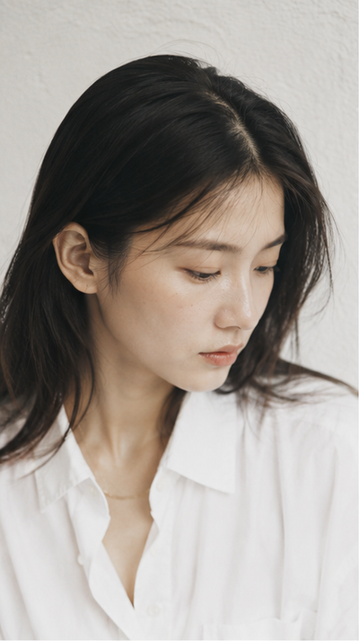 A woman reads while white shirt catches soft daylight