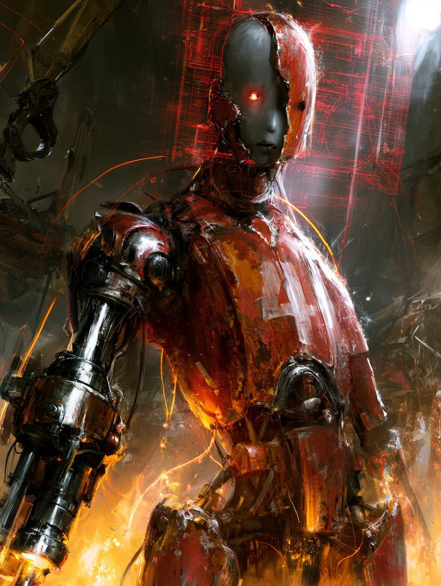 An obsolete android patrols a frozen industrial wasteland alone.