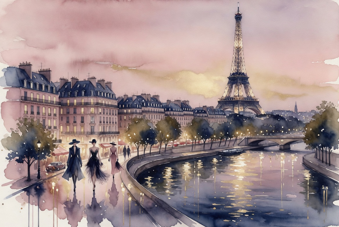 Twilight Elegance: Paris in Watercolor