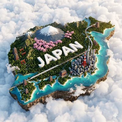 Floating Japan: A Hyper-Realistic Miniature Island
