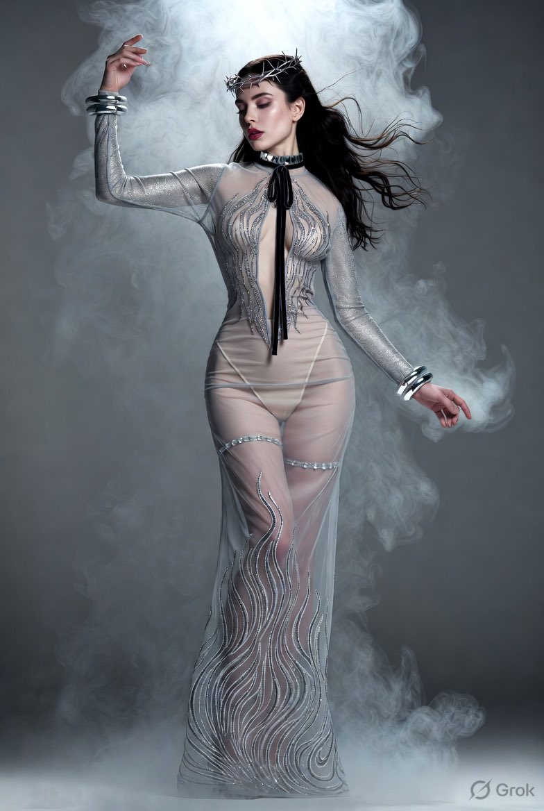 Elegance Enveloped in Silver Flames
